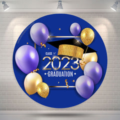 Lofaris Glitter Gold Blue Class 2023 Graduation Round Backdrop