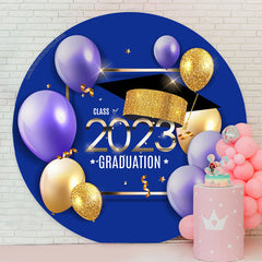 Lofaris Glitter Gold Blue Class 2023 Graduation Round Backdrop