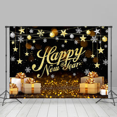 Lofaris UK Glitter Gold Gift Box Snowflake New Year Backdrop