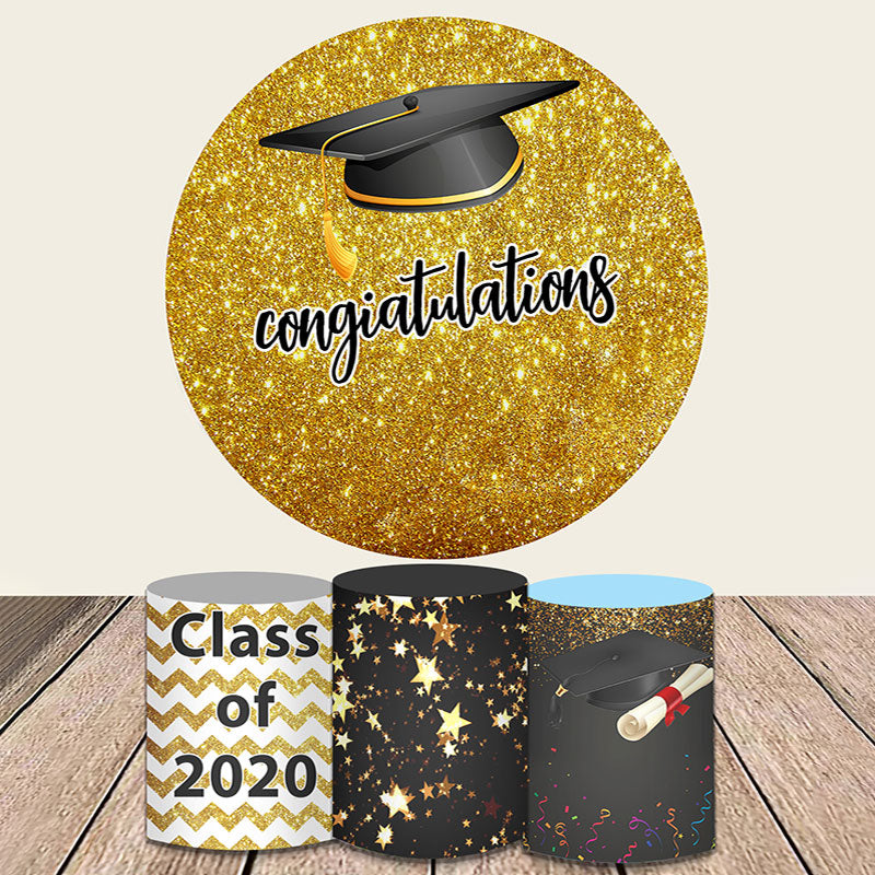 Lofaris Glitter Gold With Congratulations Circle Backdrop Kit