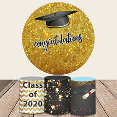 Lofaris Glitter Gold With Congratulations Circle Backdrop Kit