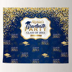 Lofaris Glitter Golden Blue Graduation Party Prom Backdrop