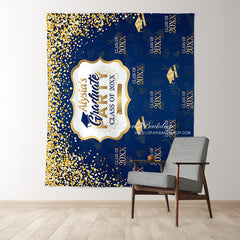 Lofaris Glitter Golden Blue Graduation Party Prom Backdrop