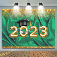 Lofaris Glitter Golden And Green Theme Class Of 2023 Backdrop