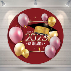 Lofaris Glitter Golden Red Class 2023 Graduation Circle Backdrop