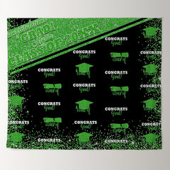 Lofaris Glitter Green Congratulations 2022 Grad Black Backdrop