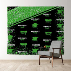 Lofaris Glitter Green Congratulations 2022 Grad Black Backdrop