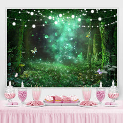 Lofaris Glitter Green Plants World With Butterfly Backdrop