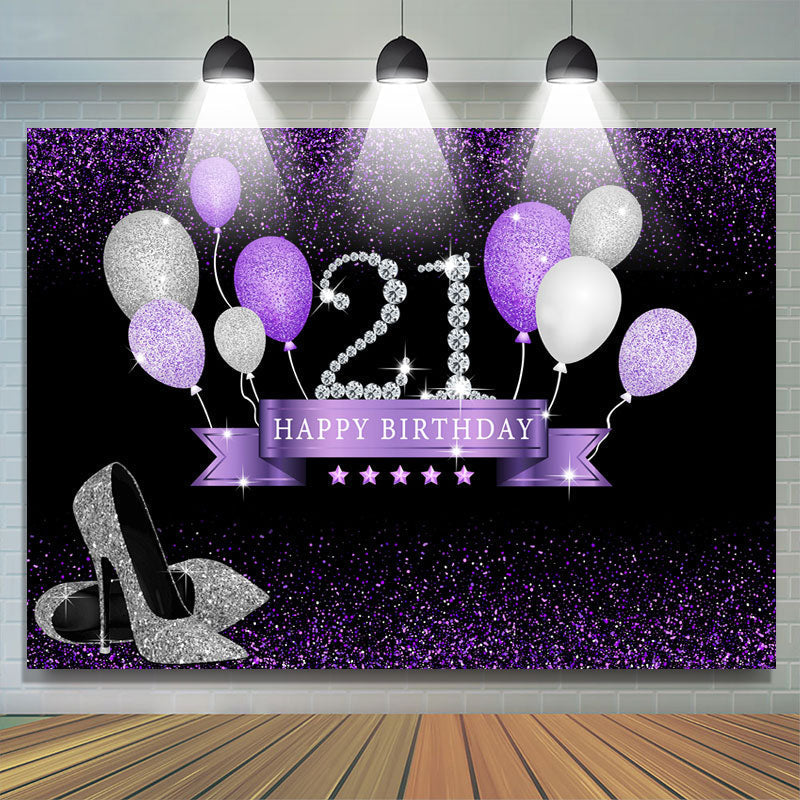 Lofaris Glitter High-Heels 21St Birthday Backdrop With Balloon