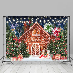 Lofaris Glitter Light Christmas Tree Gingerbread House Backdrop