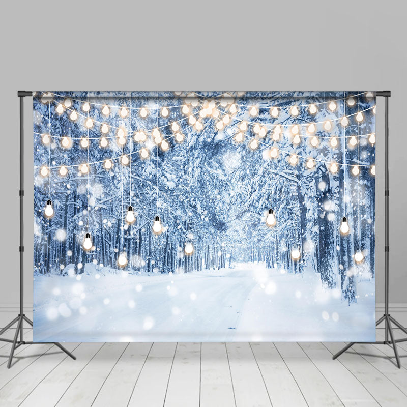 Lofaris Glitter Lights Snowy Forest Winter Scene Backdrops