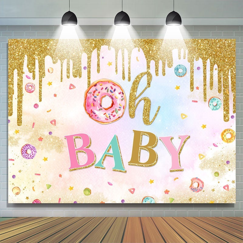 Lofaris Glitter Lovely Donut Baby Shower Backdrop For Girl