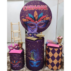 Lofaris Glitter Masquerade Carnaval Round Party Backdrop Kit