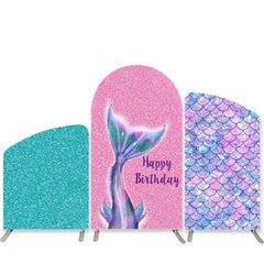 Lofaris Glitter Mermaid Happy Birthday Arch Backdrop Kit