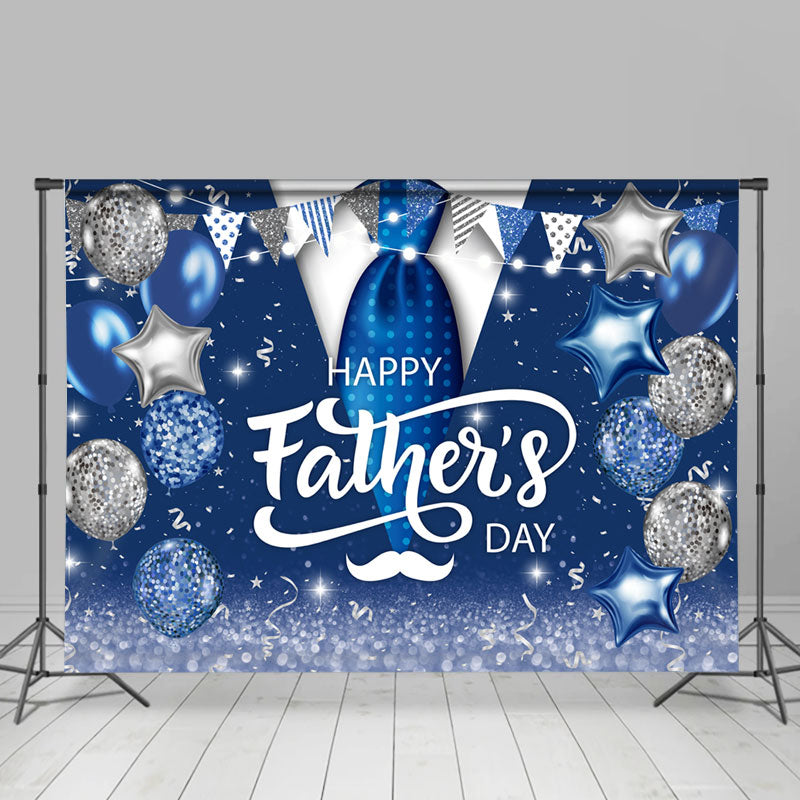 Lofaris Glitter Navy Blue Balloons Happy Fathers Day Backdrop