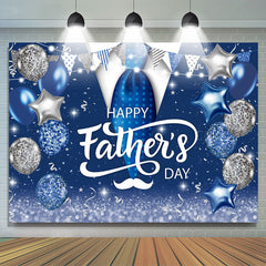 Lofaris Glitter Navy Blue Balloons Happy Fathers Day Backdrop