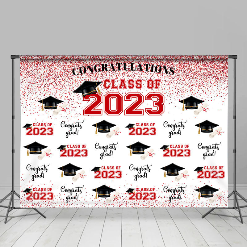 Lofaris Glitter Pink Black Congratulation Class Of 2023 Backdrop