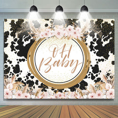 Lofaris Glitter Pink Floral Milch Cow Gender Reveal Backdrop