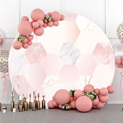 Lofaris Glitter Pink Gradient And Gold Themed Round Backdrop