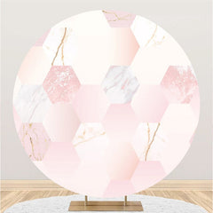 Lofaris Glitter Pink Gradient And Gold Themed Round Backdrop