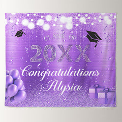 Lofaris Glitter Purple Balloon Party Graduation Backdrop