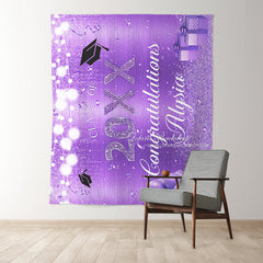 Lofaris Glitter Purple Balloon Party Graduation Backdrop