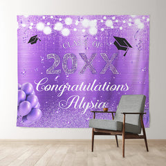 Lofaris Glitter Purple Balloon Party Graduation Backdrop