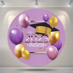 Lofaris Glitter Purple Class 2023 Graduation Round Backdrop