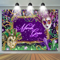 Lofaris Glitter Purple Green Masquerade Mardi Gras Backdrop