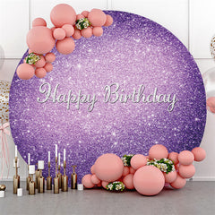 Lofaris Glitter Purple Theme Happy Birthday Circle Backdrop