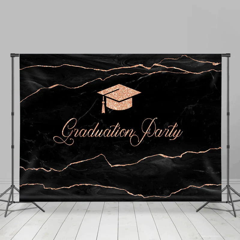 Lofaris Glitter Rose Gold Lines Graduation Party Backdrop
