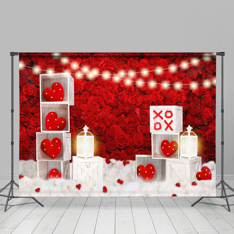 Lofaris Glitter Rose Lighting Heart Happy Valetine Backdrop