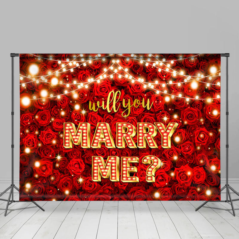 Lofaris Glitter Rose Will You Marry Me Happy Valentine Backdrop