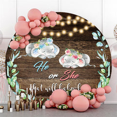 Lofaris Glitter Round Wooden Elephant Baby Shower Backdrop