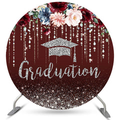 Lofaris Glitter Silver And Burgundy Flower Round Grad Backdrop