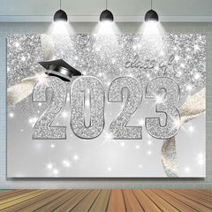 Lofaris Glitter Silver Class Of 2023 Theme Graduate Backdrop