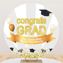 Lofaris Glitter Simple Round Congrategrad Backdrop With Balloon