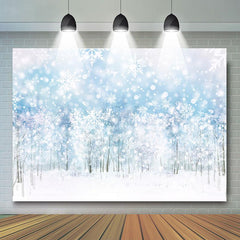 Lofaris Glitter Snowflake Forest White Winter Backdrop