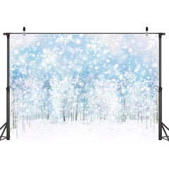 Lofaris Glitter Snowflakes White Wooden Backdrop for Winter