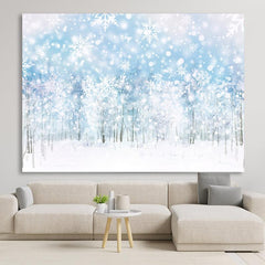 Lofaris Glitter Snowflakes With White Forest Woods Backdrop for Winter