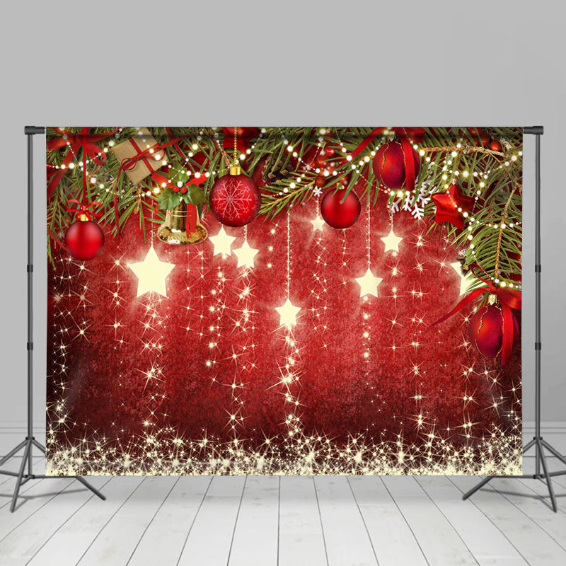 Lofaris Glitter Stars and Jingle-Bell Christmas Tree Backdrop