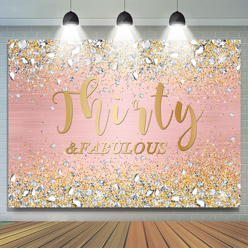 Lofaris Glitter Thirty Fabulous Pink Happy Birthday Backdorp