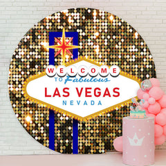 Lofaris Glitter Welcome To Las Vegas Fabulous Round Backdrop