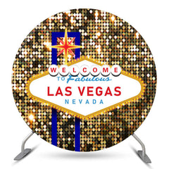 Lofaris Glitter Welcome To Las Vegas Fabulous Round Backdrop