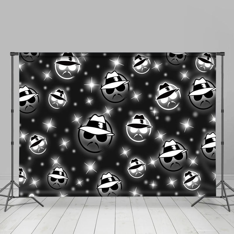 Lofaris Glitter White And Black Hat Man Fathers Day Backdrop