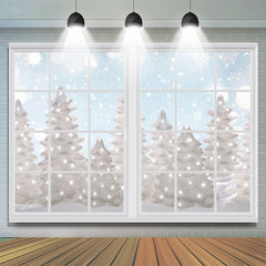 Lofaris Glitter White Snowy Winter Backdrop for Christmas Party