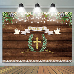 Lofaris God Bless Little White Floral Wooden Backdrop for Kids