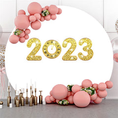 Lofaris Gold 2023 Happy New Year Circle Backdrop For Party