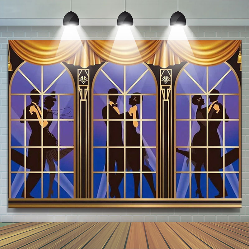 Lofaris Gold And Black Window Birthday Dance Party Backdrop