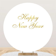 Lofaris Gold And White Happy New Year Circle Backdrop For Party